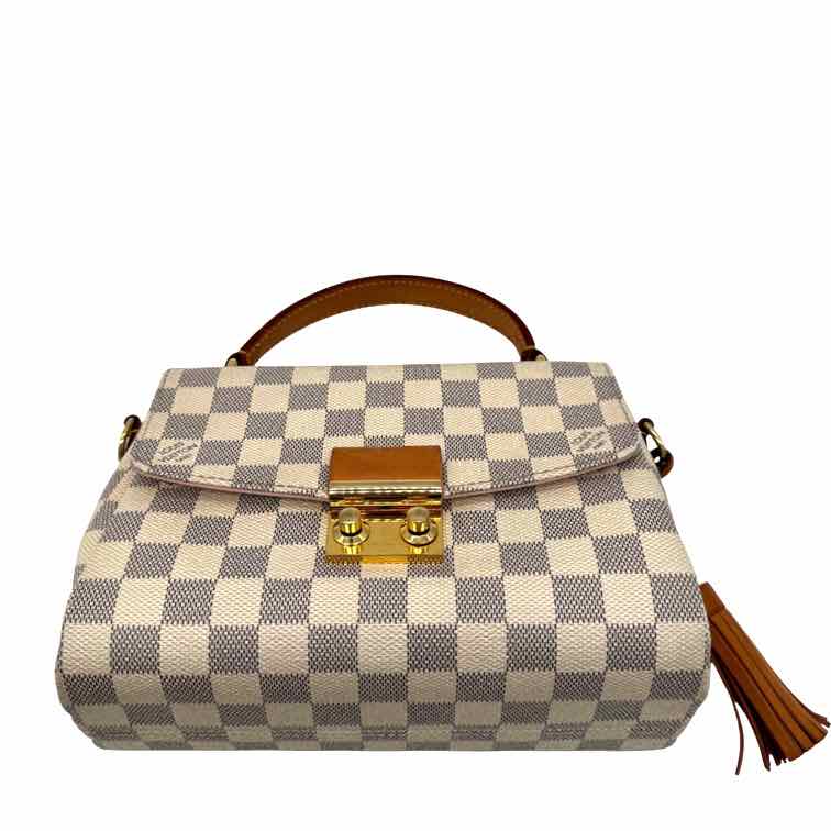 LOUIS VUITTON Damier Azur Canvas Croisette Bag White (Pre-Owned)