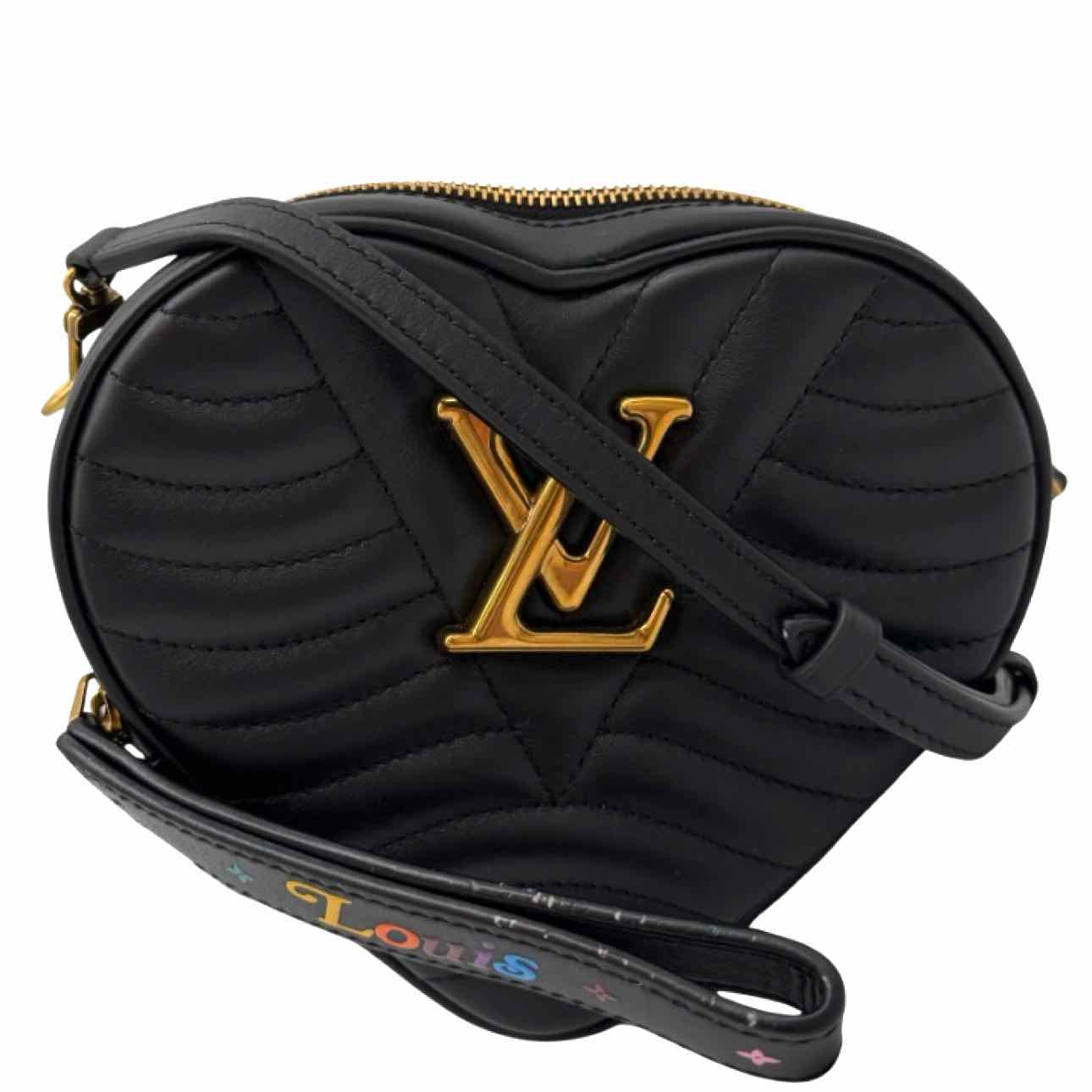 LOUIS VUITTON Calfskin New Wave Heart Crossbody Black