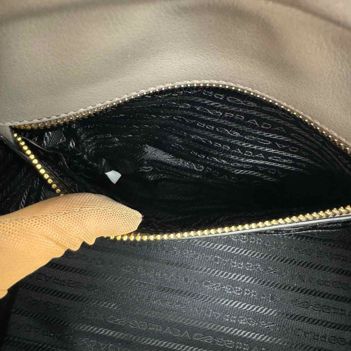 PRADA Saffiano Cuir Double Leather Tote Bag Argilla
