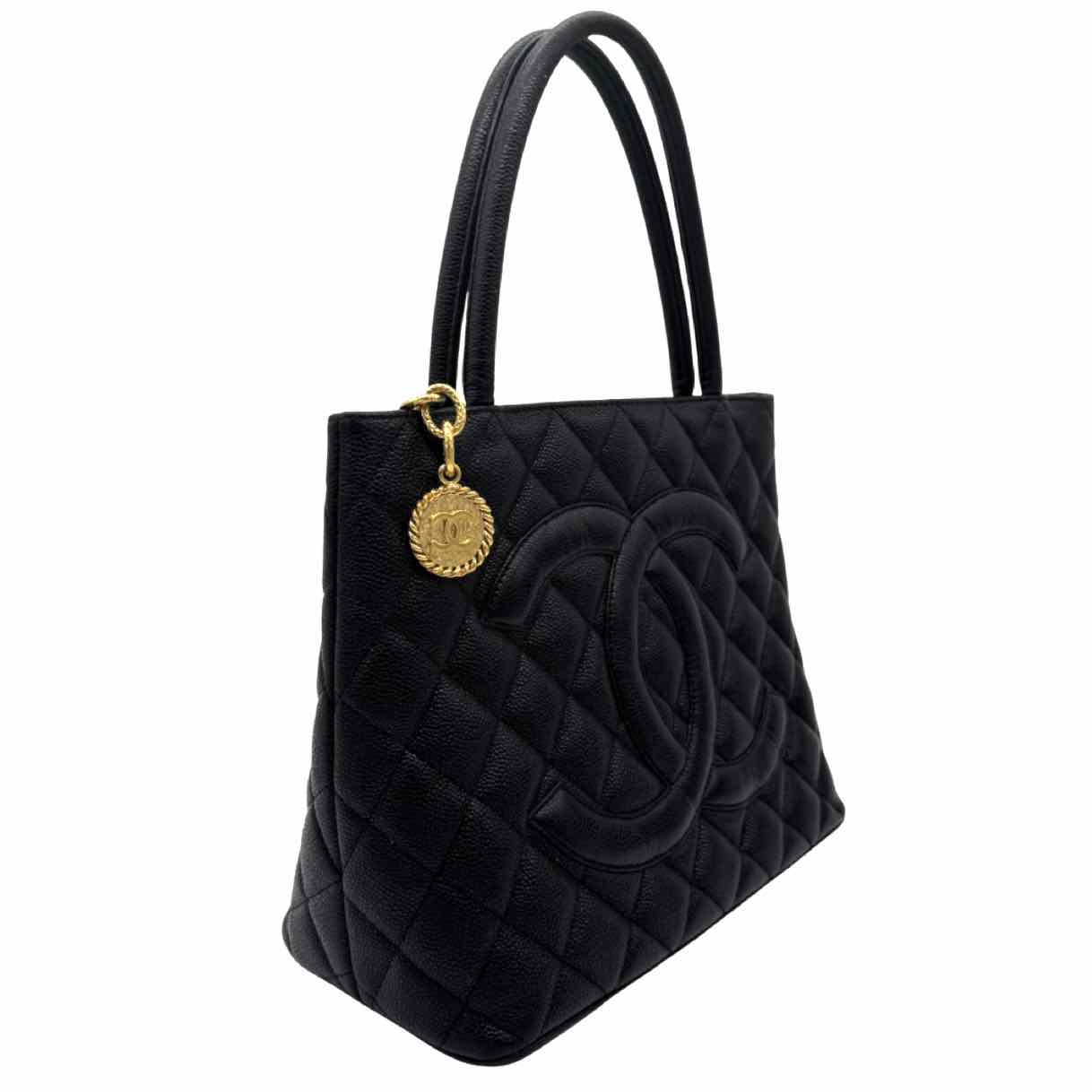 CHANEL Quilted Caviar Medallion Tote Black