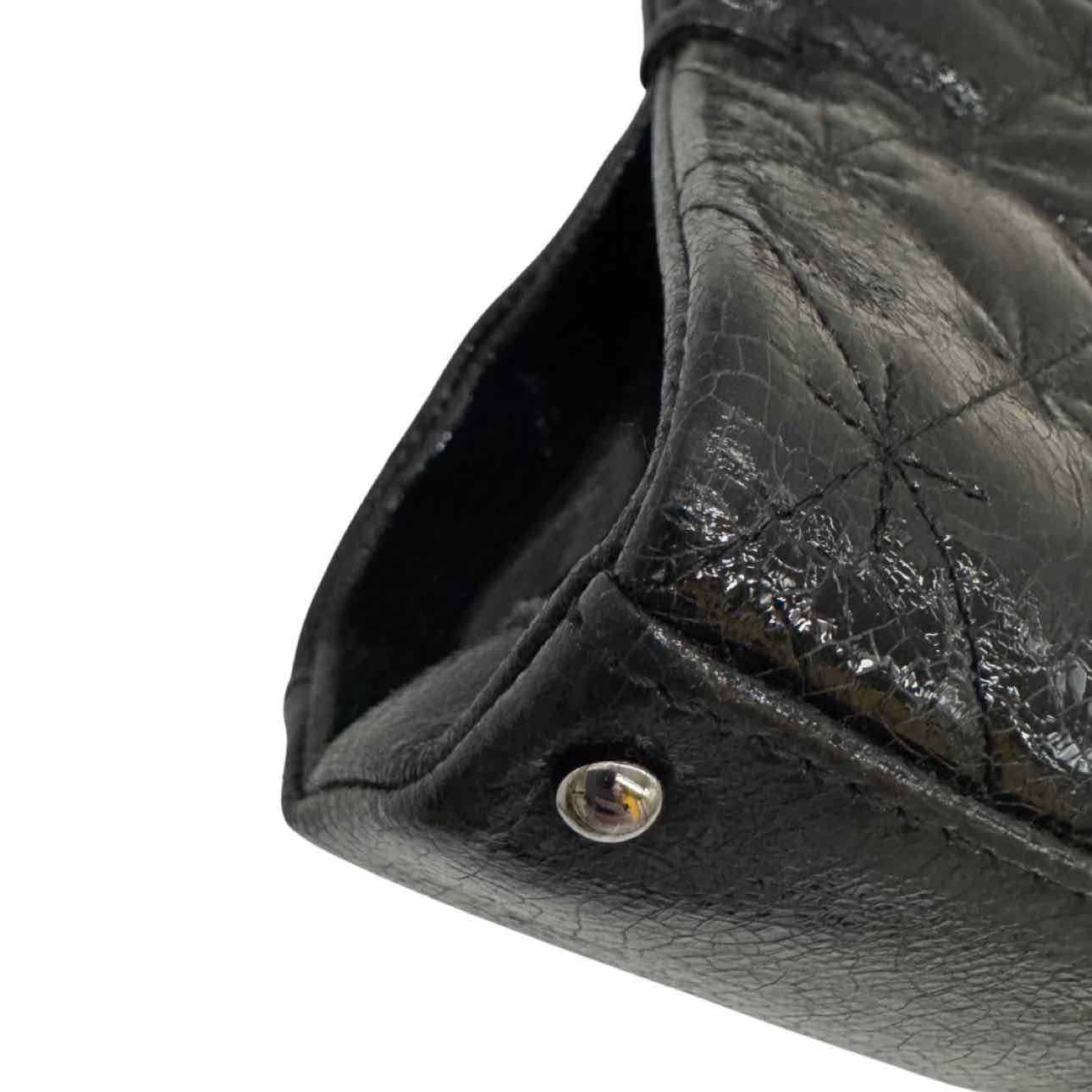 CHANEL Patent Leather Diamond Shine 2.55 Reissue Shopping Tote Black