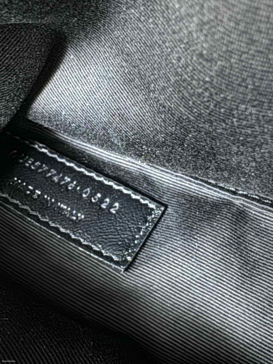 SAINT LAURENT Denim Small Quilted Puffer Shoulder Bag Bronze Hardware