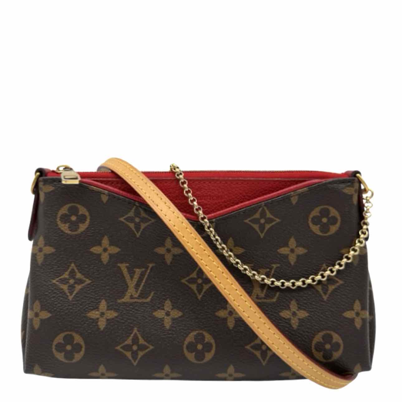 LOUIS VUITTON Monogram Canvas Pallas Clutch Brown Crossbody