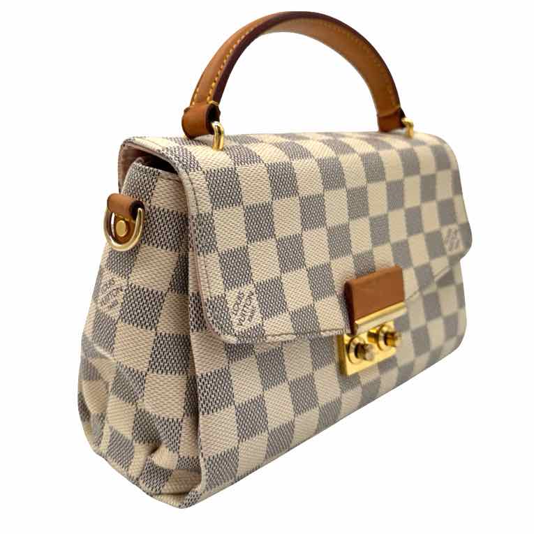 LOUIS VUITTON Damier Azur Canvas Croisette Bag White (Pre-Owned)