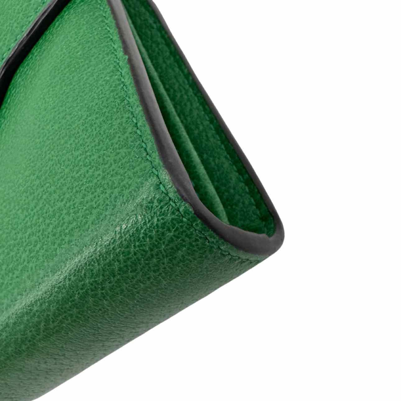 GUCCI Leather Linea Ricami Floral Embroidered Chain Bag Green