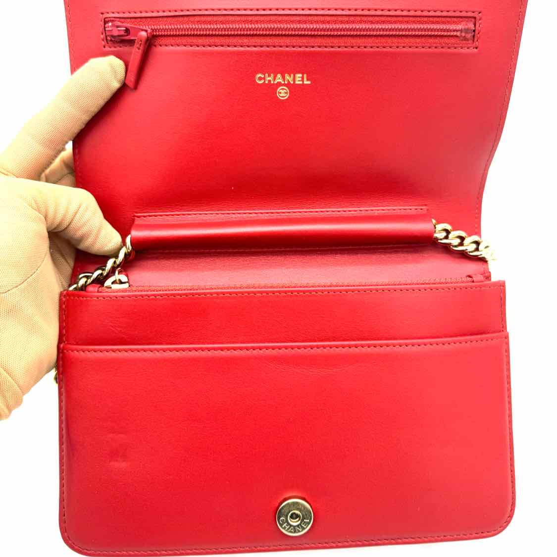 Chanel Caviar Boy Wallet on Chain Red