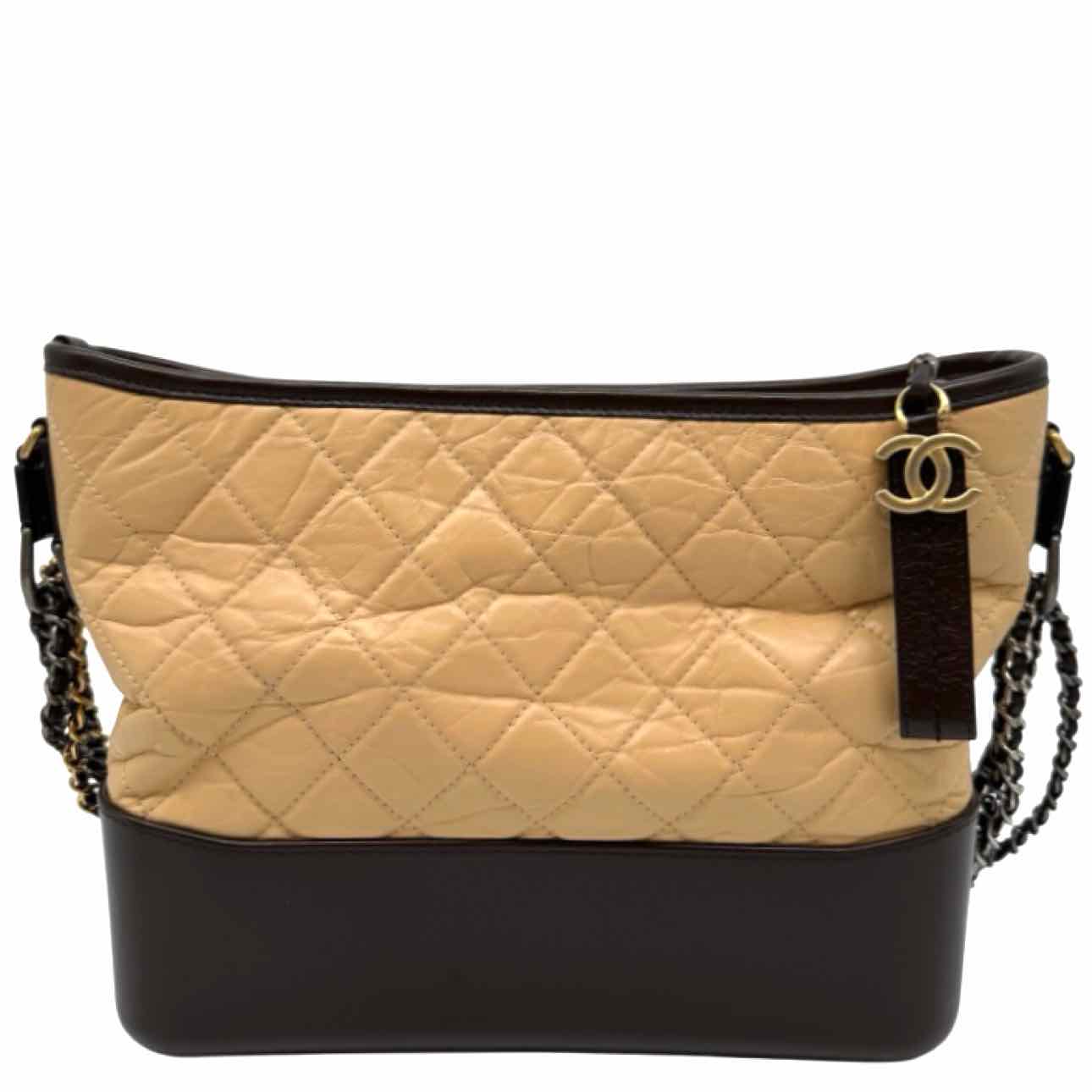 CHANEL Aged Calfskin Medium Gabrielle Hobo Bag Beige