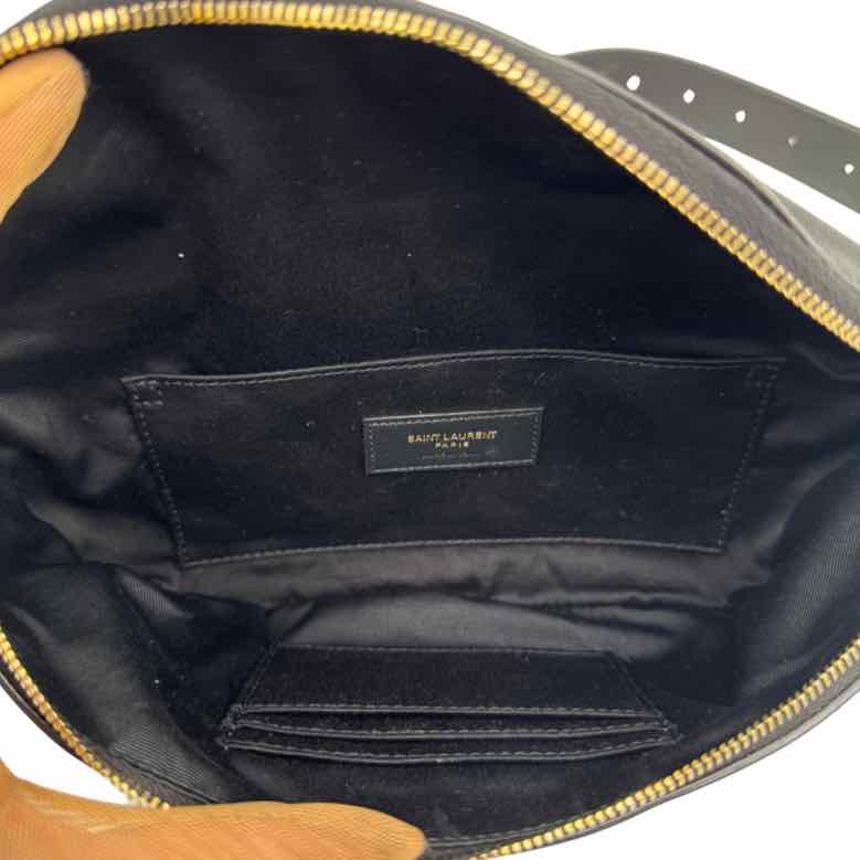 YVES SAINT LAURENT Calfskin LeatherCassandre Classic Black Belt Bag (Pre-Owned)