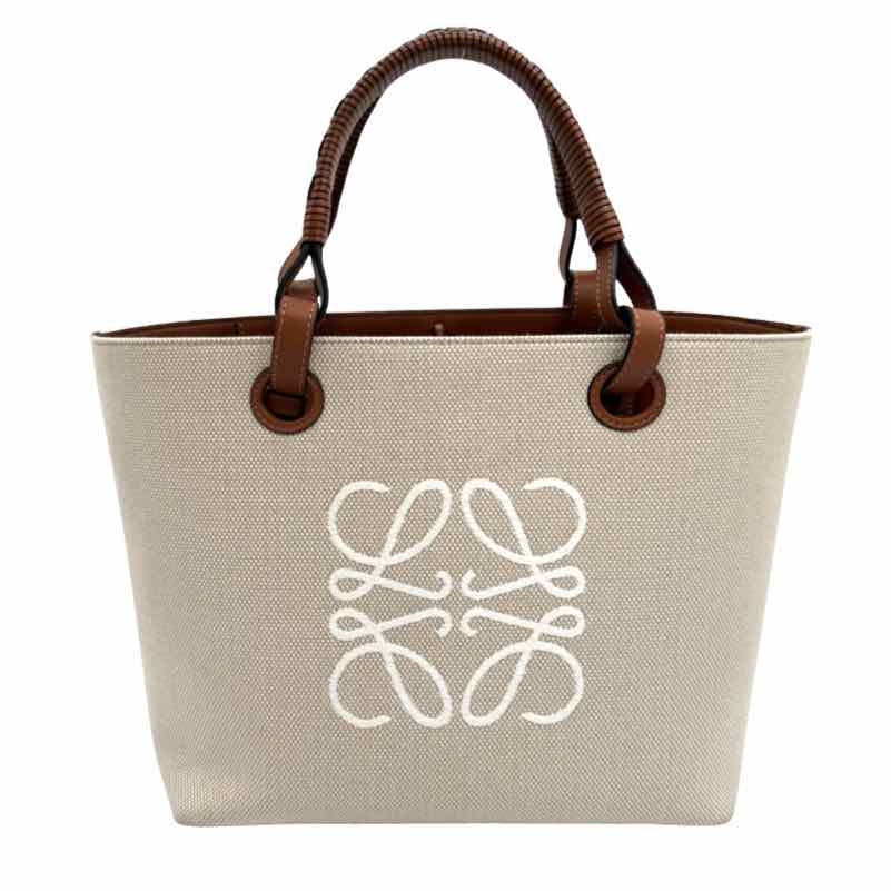 LOEWE Canvas Calfskin Medium Anagram Tote Bag (Pre-Owned)