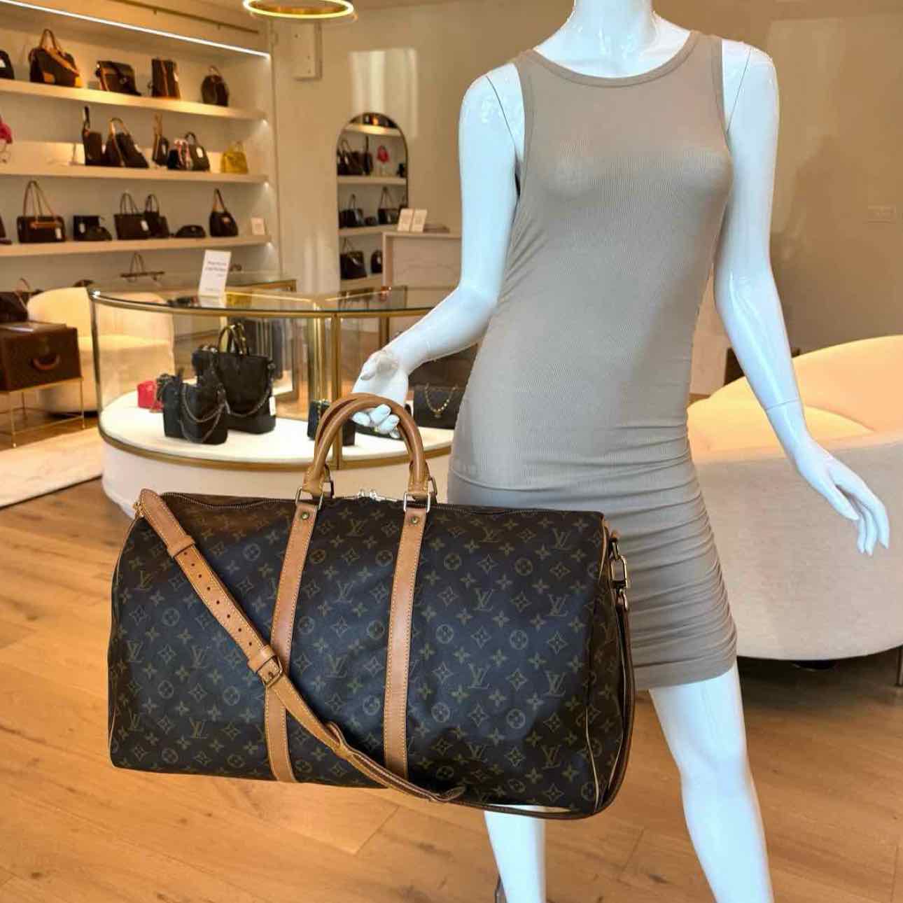 LOUIS VUITTON Monogram Canvas Keepall Bandouliere 55 Brown (Pre-Owned)