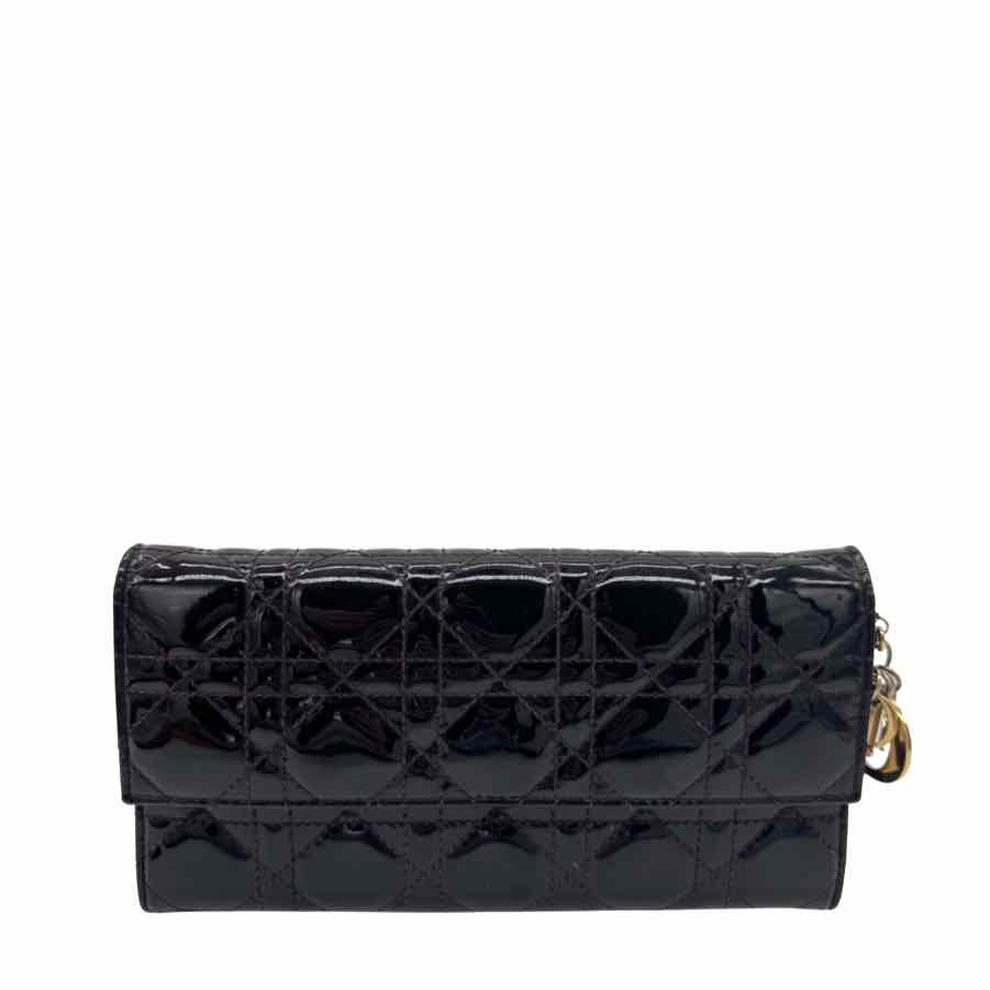DIOR Patent Cannage Calfskin Lady Dior Rendezvous Wallet On Chain (Pre-Owned)