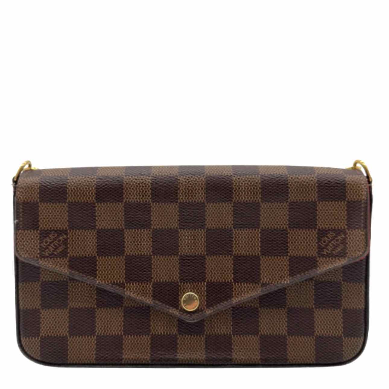LOUIS VUITTON Damier Ebene Pochette Felicie Cerise Red