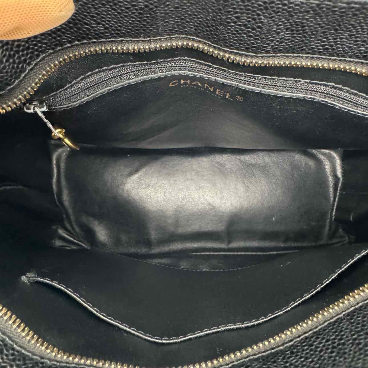 CHANEL Quilted Caviar Medallion Tote Black