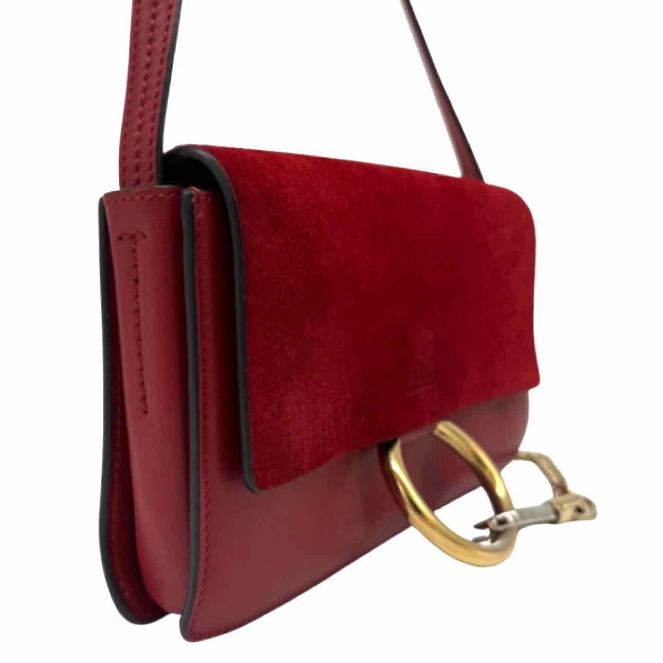 CHLOE Suede Calfskin Small Faye Crossbody Red