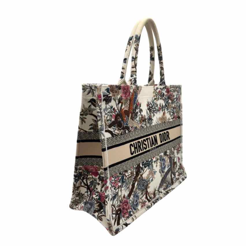 DIOR Canvas Embroided Jardin D'Hiver Book Tote Large (Pre-Owned)