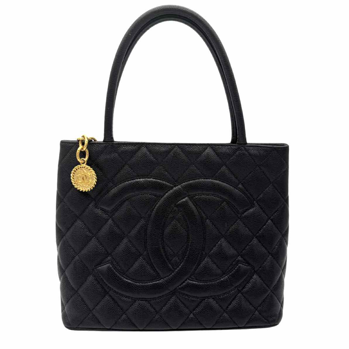 CHANEL Quilted Caviar Medallion Tote Black