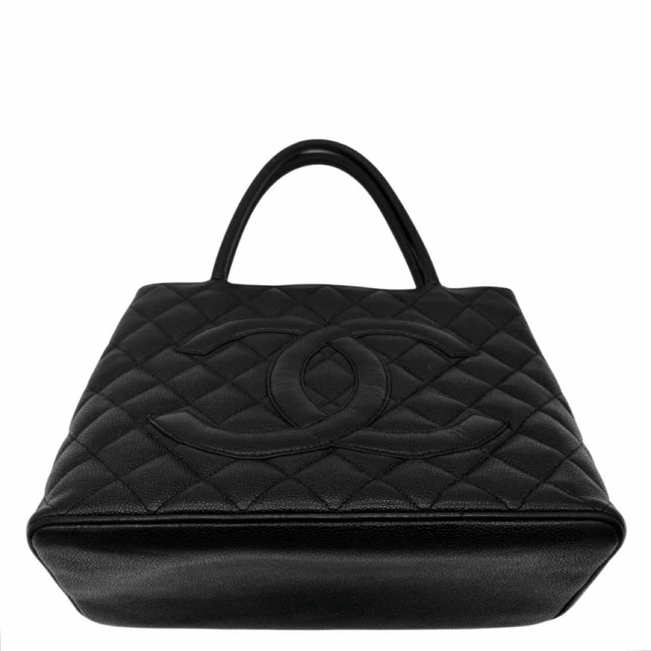 CHANEL Quilted Caviar Medallion Tote Black