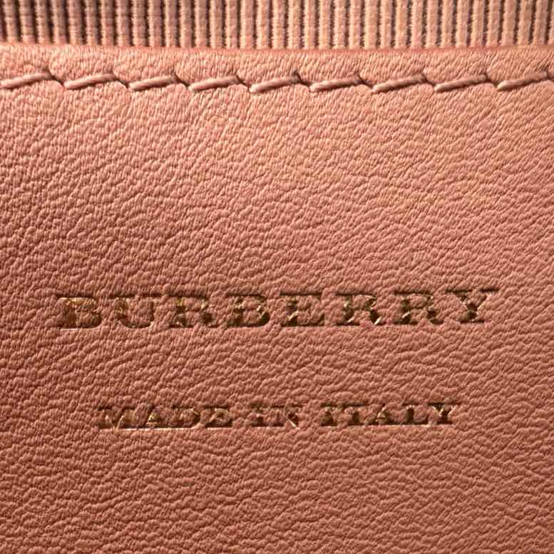 BURBERRY Smooth Calfskin 1983 Knight Check Link Camera Bag Peach (Pre-Owned)