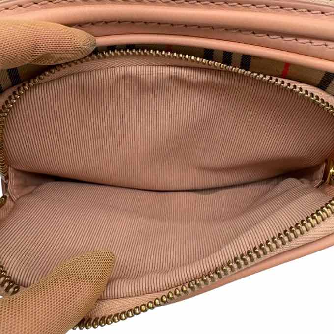 BURBERRY Smooth Calfskin 1983 Knight Check Link Camera Bag Peach