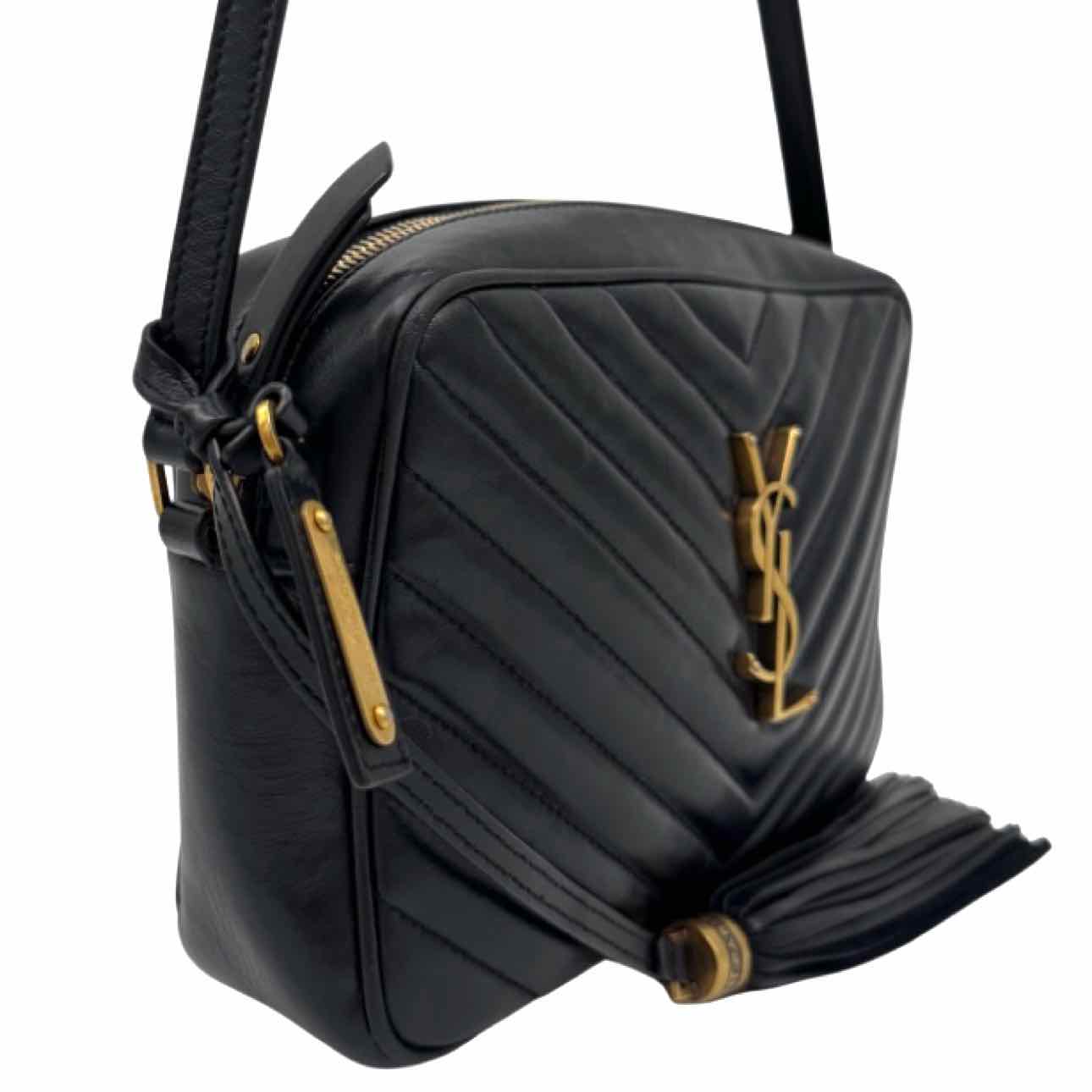 SAINT LAURENT Matelasse Chevron Medium Lou Camera Bag Black