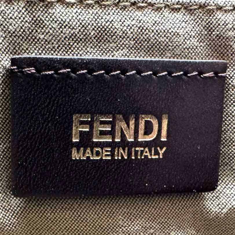 FENDI Zucchino Spalmati Vitello Shoulder Tote Brown (Pre-Owned)