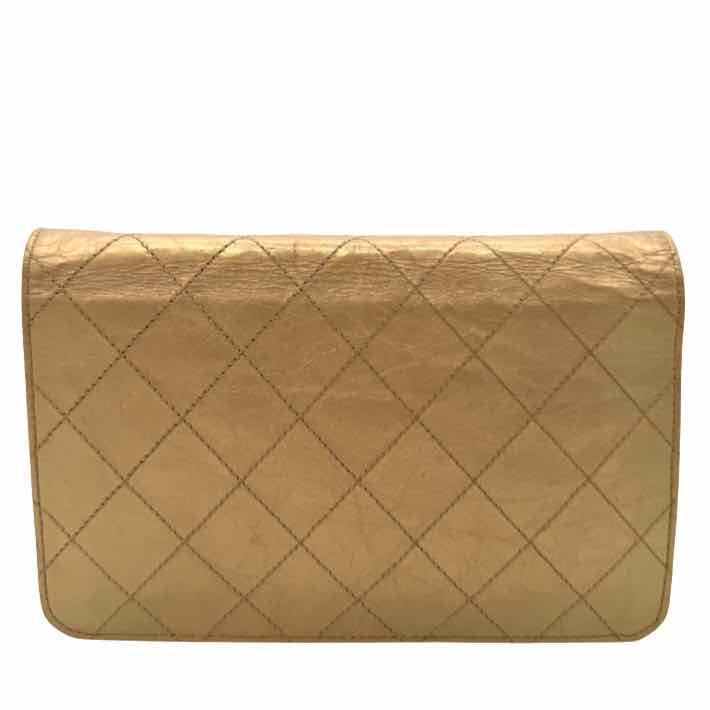 CHANEL Metallic Aged Ramskin Wallet On Chain Gold (Pre-Owned)