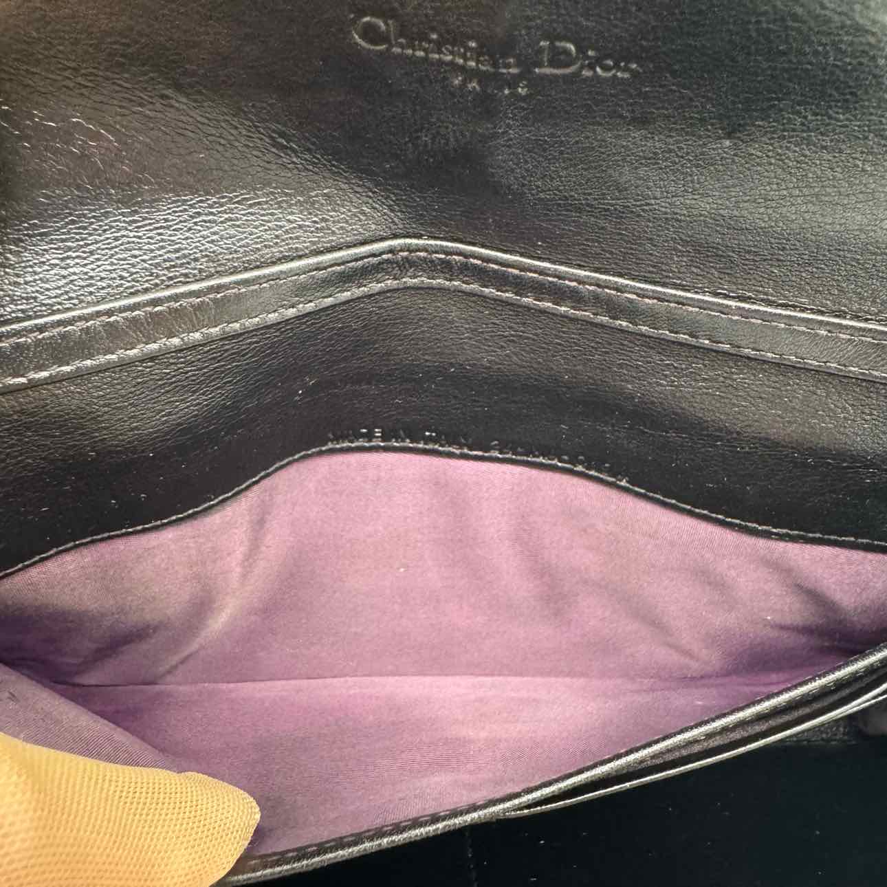 DIOR Patent Cannage Calfskin Lady Dior Rendezvous Wallet On Chain (Pre-Owned)