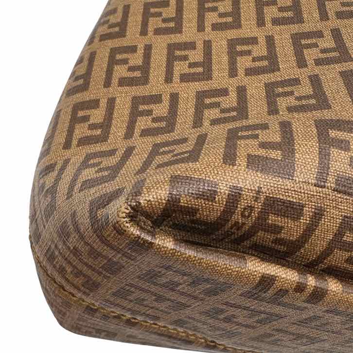 FENDI Zucchino Spalmati Vitello Shoulder Tote Brown (Pre-Owned)