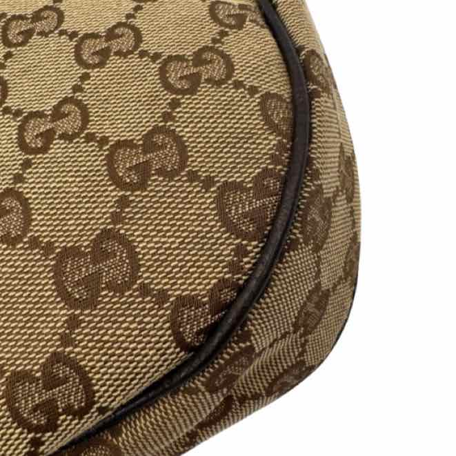 GUCCI Monogram Canvas Web Medium Half Moon Hobo (Pre-Owned)