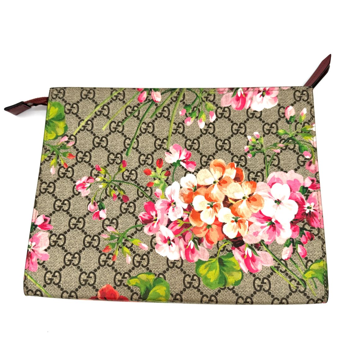 GUCCI Supreme Monogram Blooms Large Cosmetic Case Dry Rose Multicolor