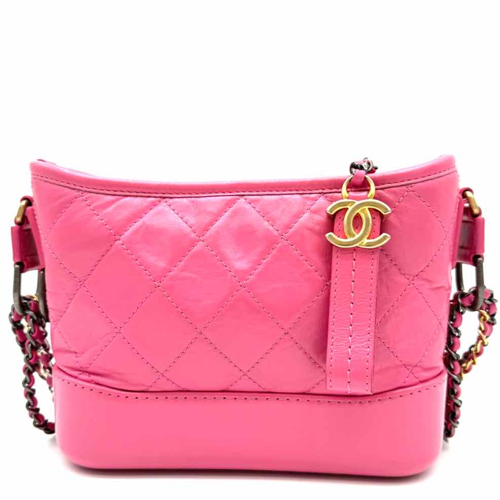 Chanel Aged Calfskin Quilted Small Gabrielle Hobo Bag Pink