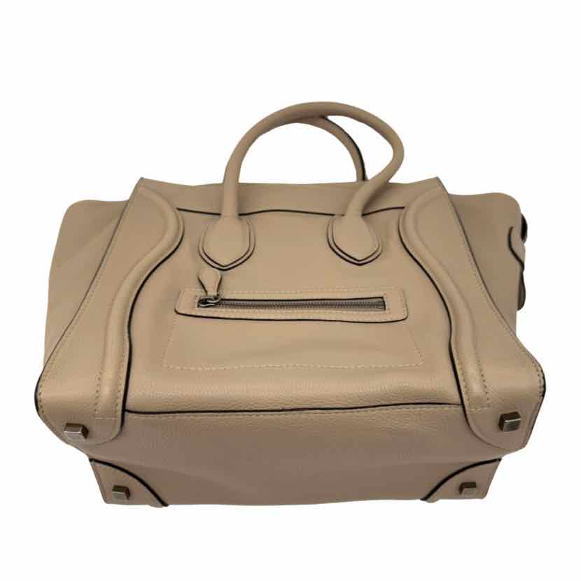 CELINE Drummed Calfskin Mini Luggage Handbag Beige (Pre-Owned)