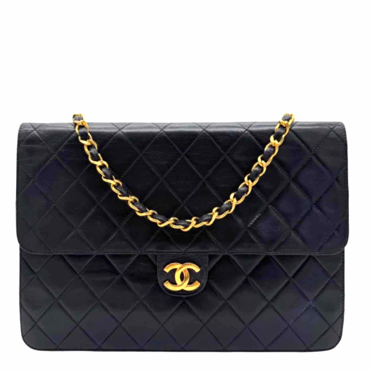 CHANEL Quilted Lambskin Push Lock Small Single Flap Back