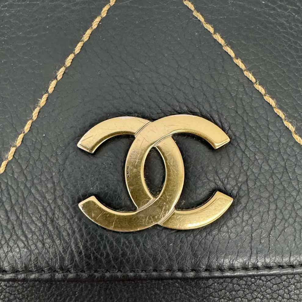 CHANEL Diamond Stitch Surpique Bag Black