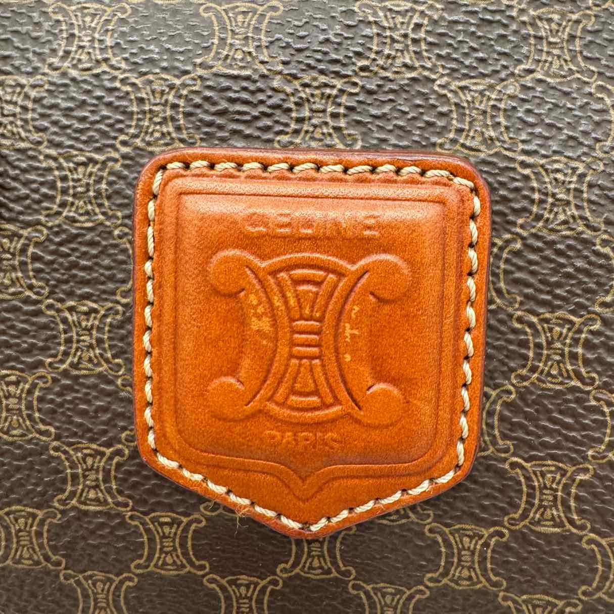 CELINE Canvas Macadam Boston Bag Brown