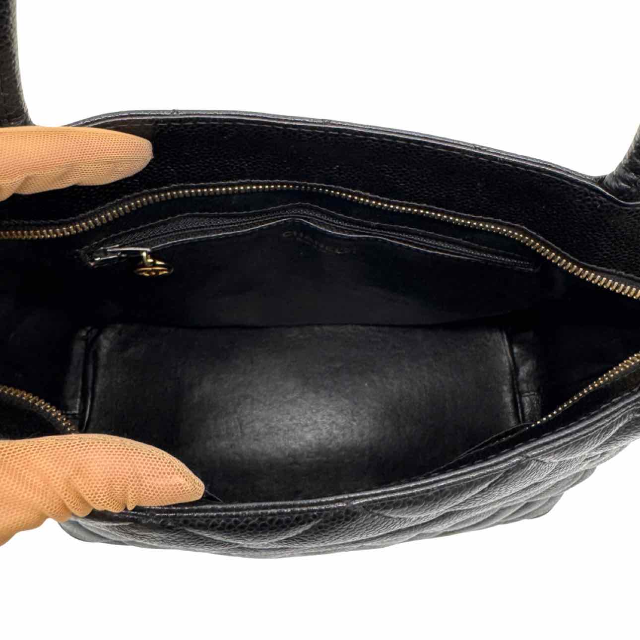 CHANEL Quilted Caviar Medallion Tote Bag Black