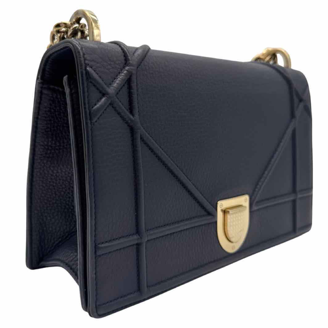 DIOR Calfskin Diorama Flap Medium Navy
