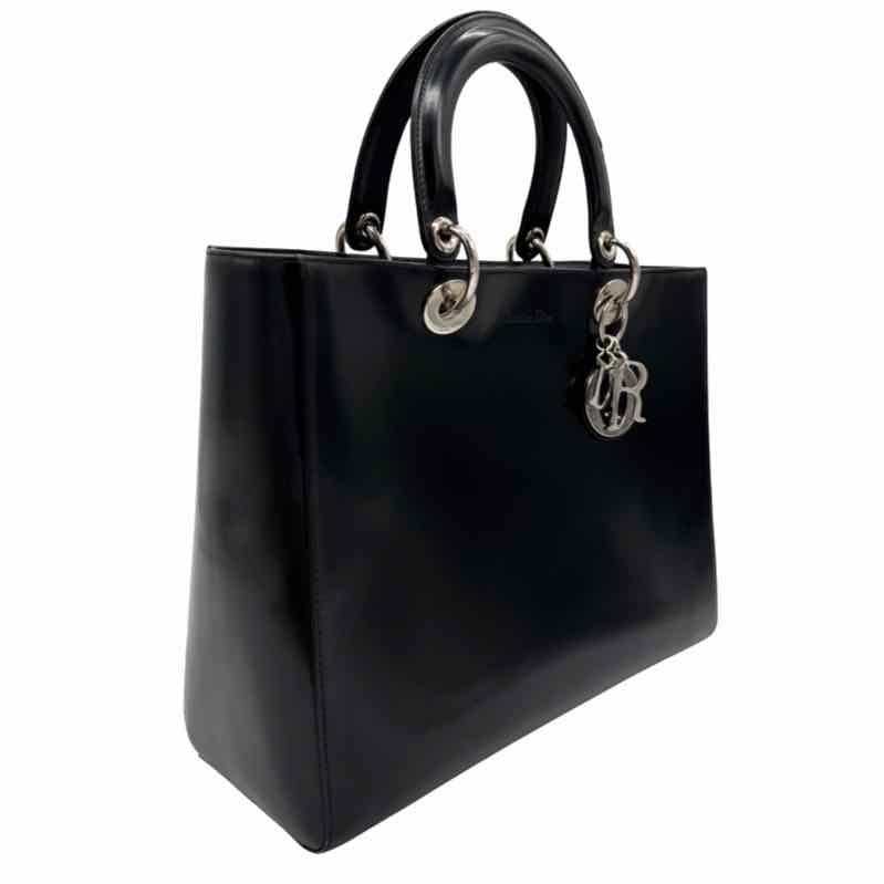 CHRISTIAN DIOR Box Leather Lady Dior Tote Black (Pre-Owned)