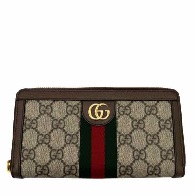 GUCCI GG Supreme Monogram Web Ophidia Wallet Brown (Pre-Owned)