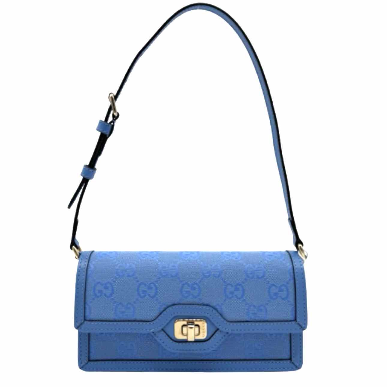 GUCCI GG Monogram Canvas Luce Mini Shoulder Bag Blue