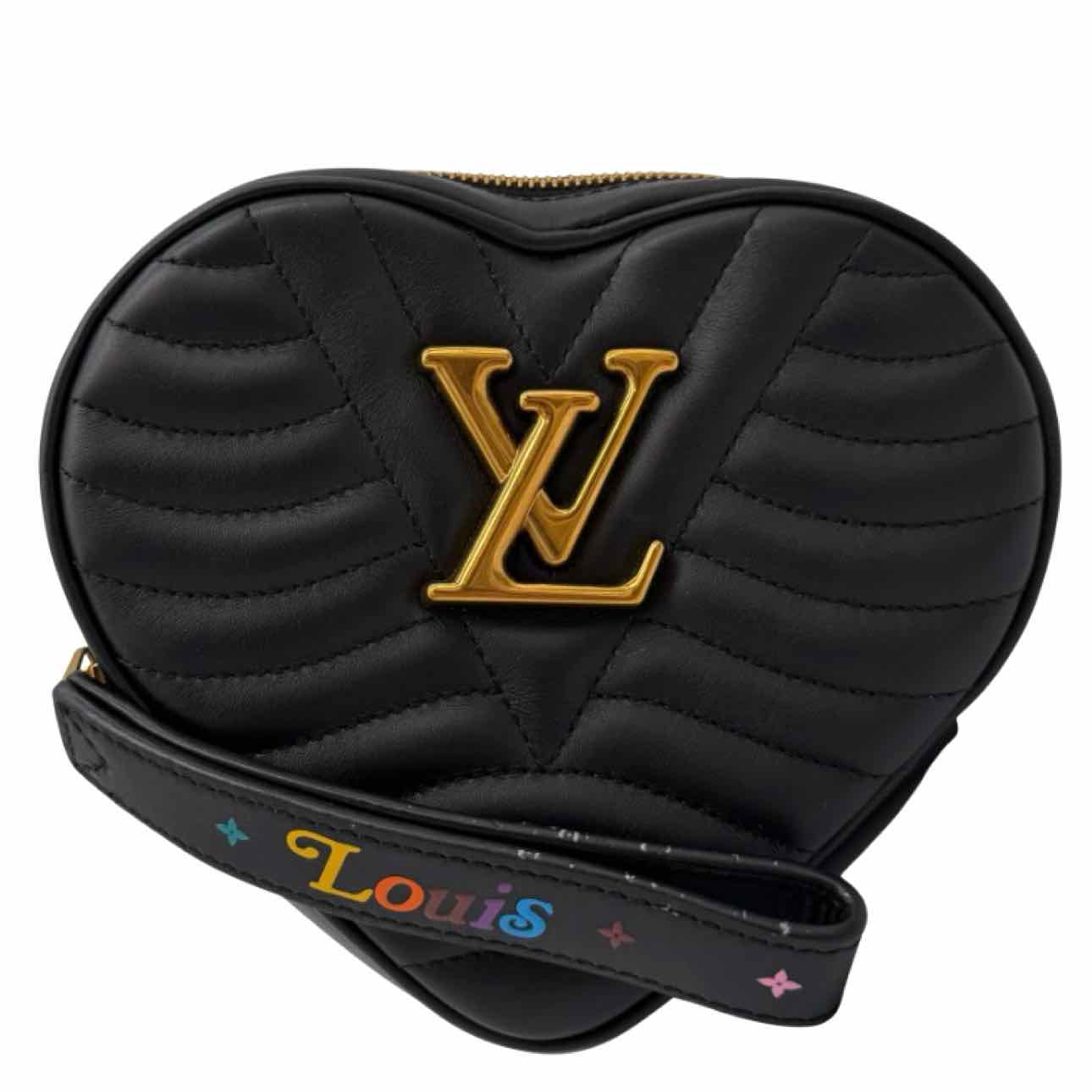 LOUIS VUITTON Calfskin New Wave Heart Crossbody Black