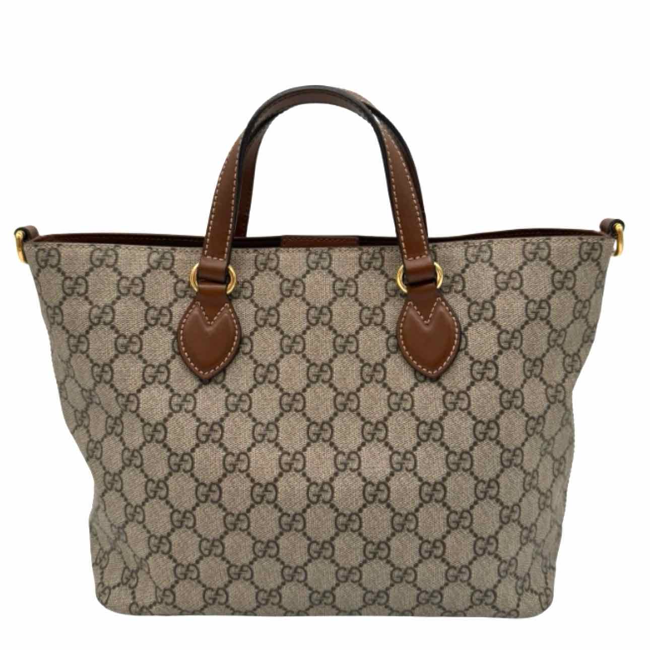 GUCCI Supreme Coated Canvas Tote Brown