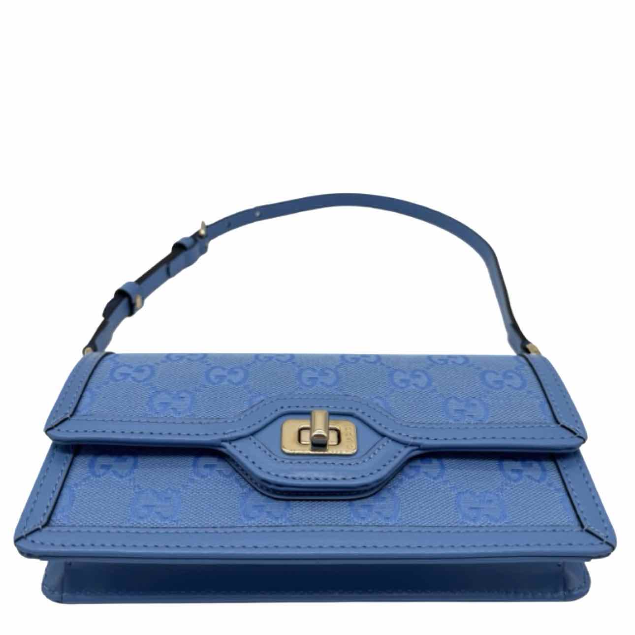 GUCCI GG Monogram Canvas Luce Mini Shoulder Bag Blue