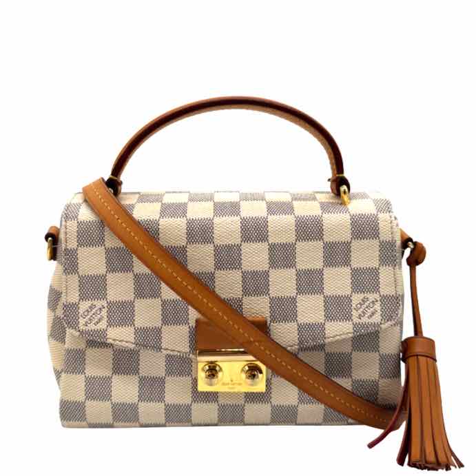 LOUIS VUITTON Damier Azur Canvas Croisette Bag White (Pre-Owned)