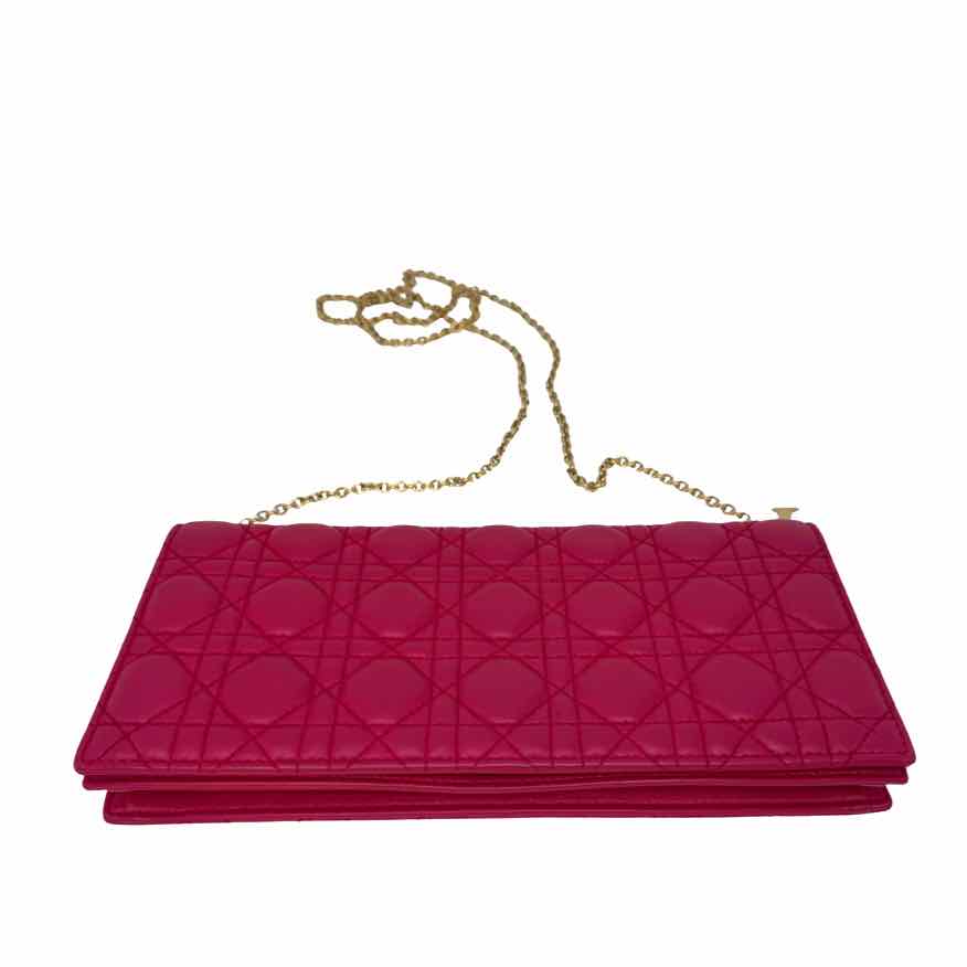 DIOR Cannage Lambskin Lady Dior Clutch Fuchsia (Pre-Owned)