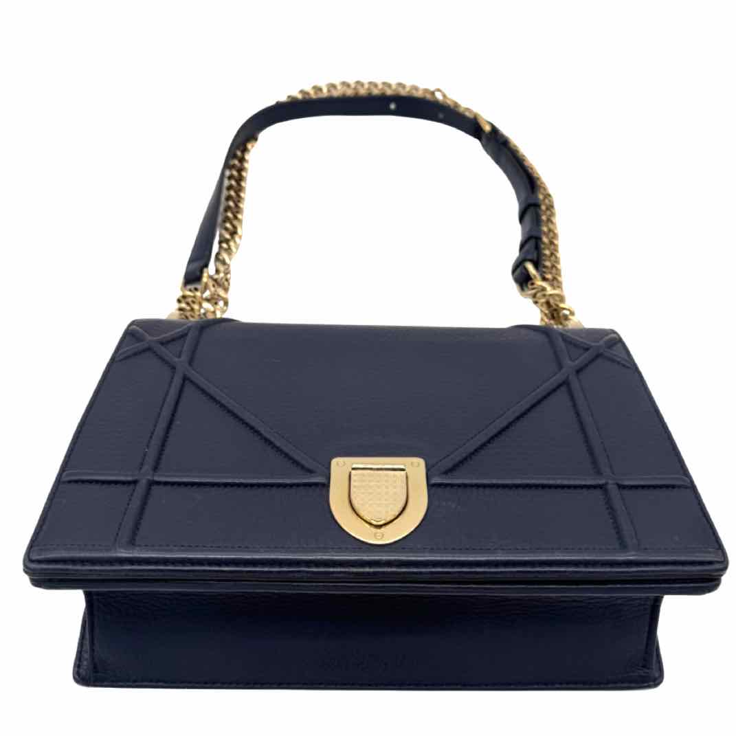 DIOR Calfskin Diorama Flap Medium Navy