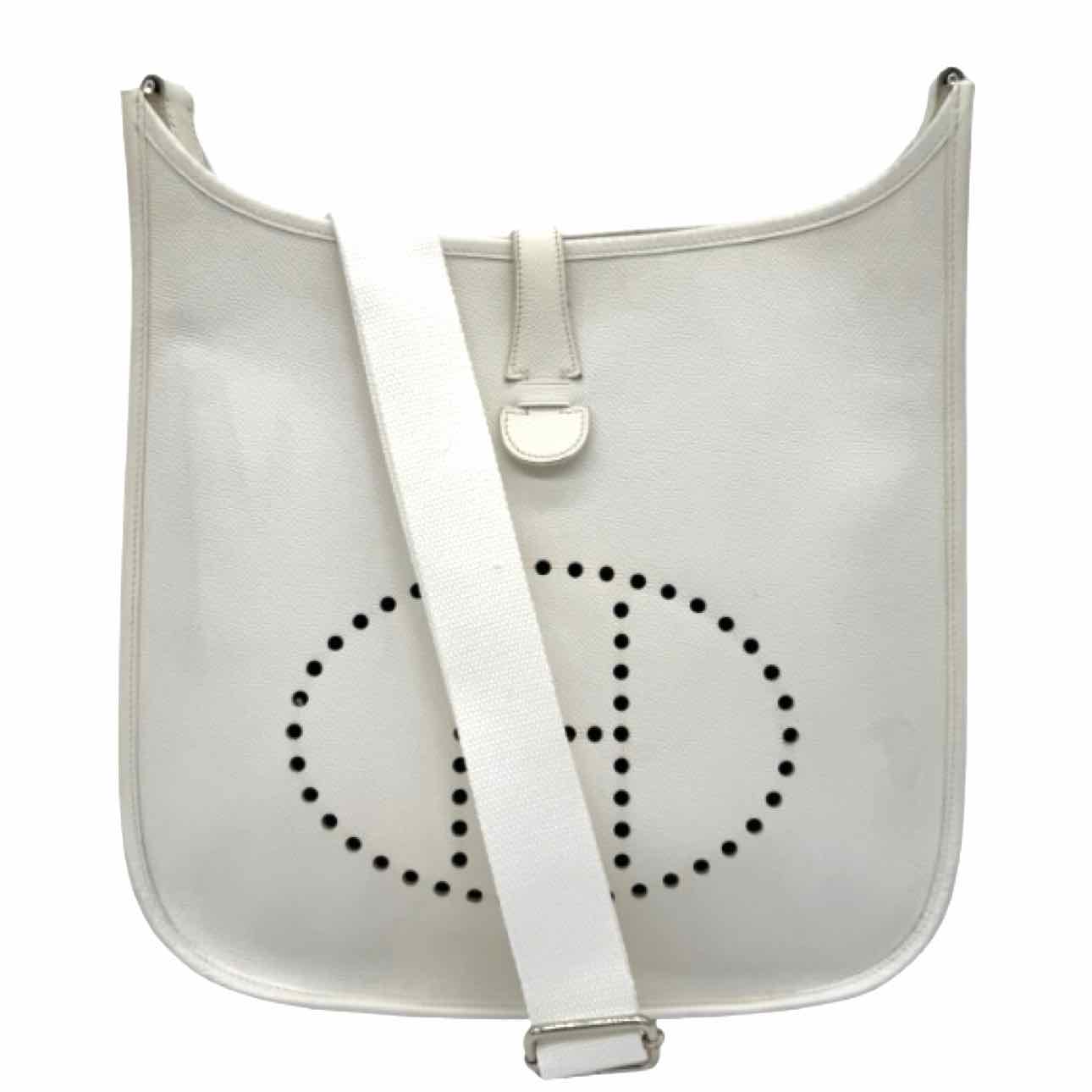 HERMES Epsom Leather Evelyne 33 White Crossbody
