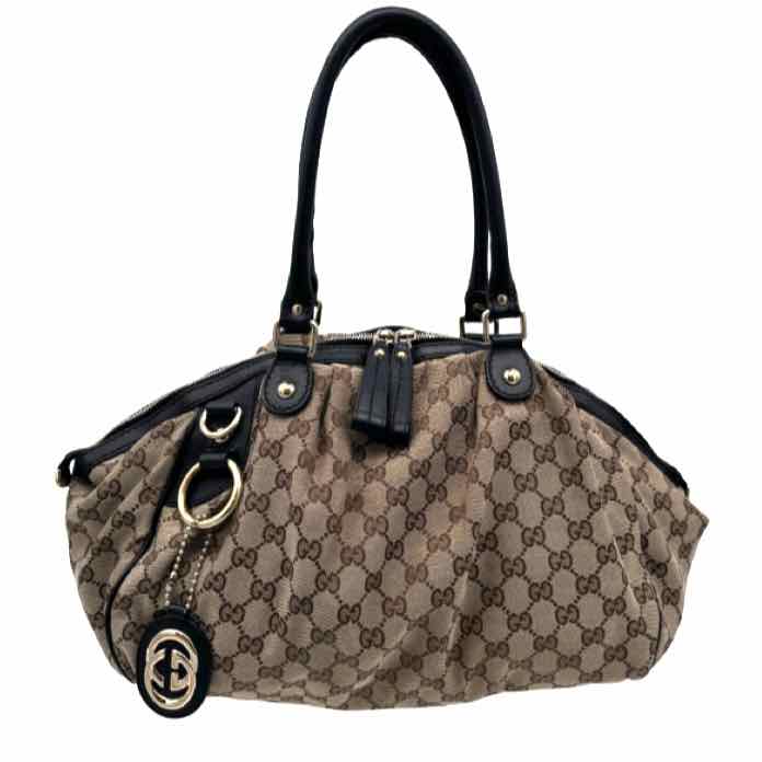 GUCCI Monogram Medium Sukey Boston Shoulder Bag Brown (Pre-Owned)