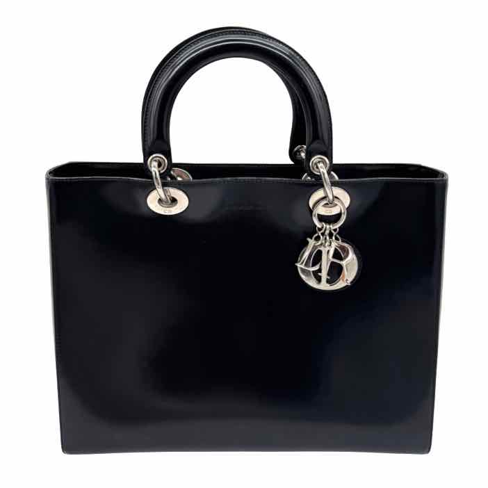 CHRISTIAN DIOR Box Leather Lady Dior Tote Black (Pre-Owned)