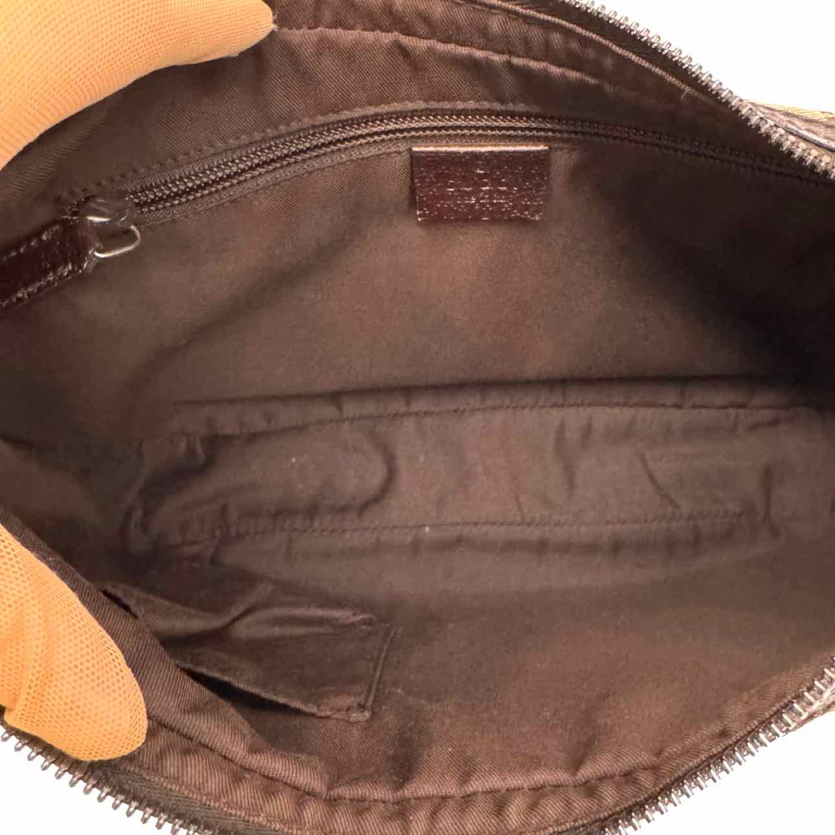 GUCCI Monogram Canvas Half Moon Messenger Bag Brown